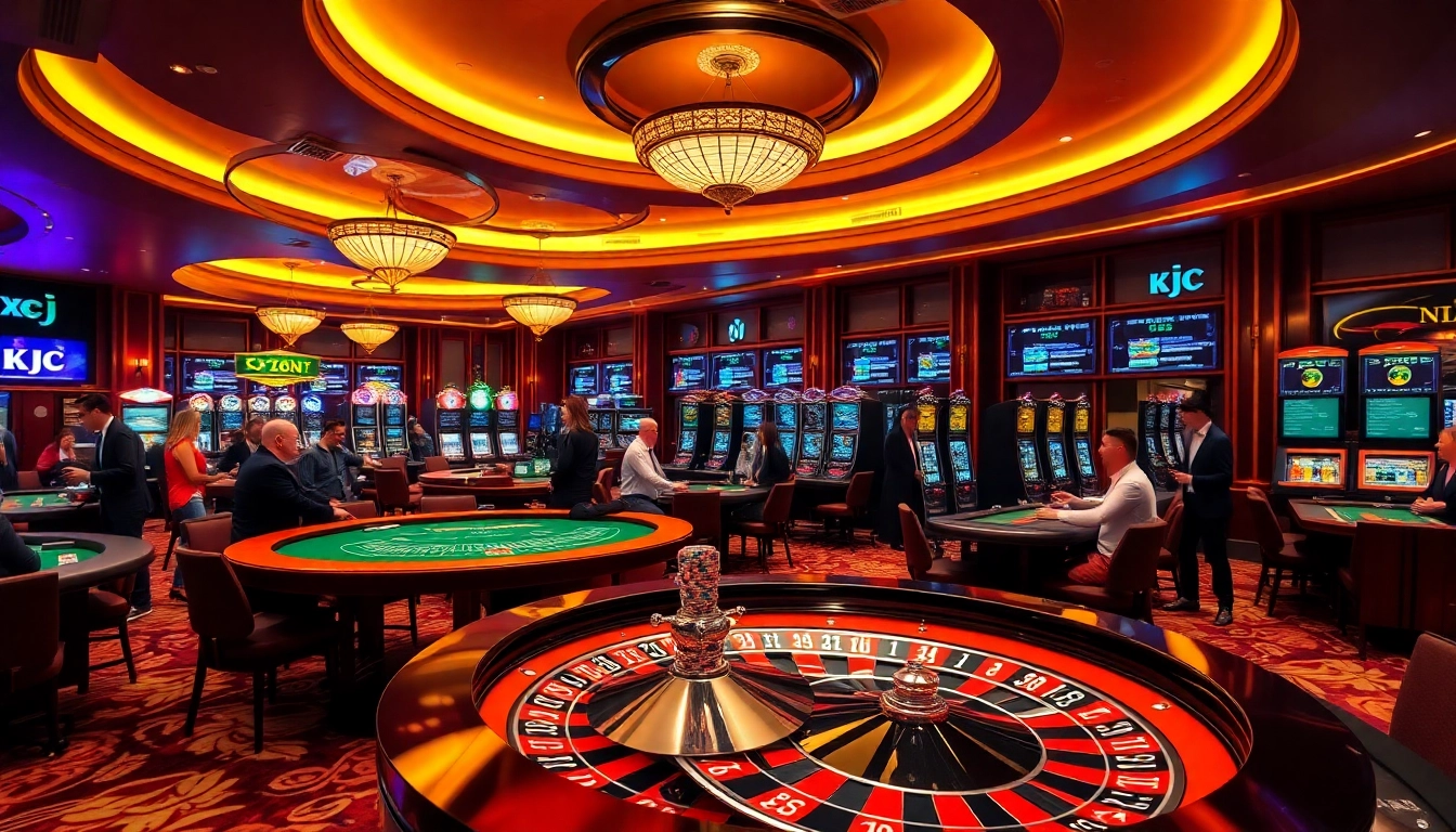 Enjoying thrilling games at KJC casino with excitement on the vibrant gaming floor.