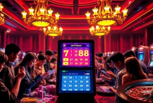 Catching the excitement of xổ số xn88 players at a vibrant digital lottery terminal.