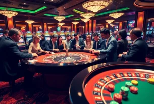 Experience the thrill of winning at NK88 with vibrant casino tables and enthusiastic players.