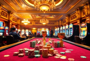 Experience the thrill of winning at the BL555 casino with vibrant poker tables and exciting slot machines.