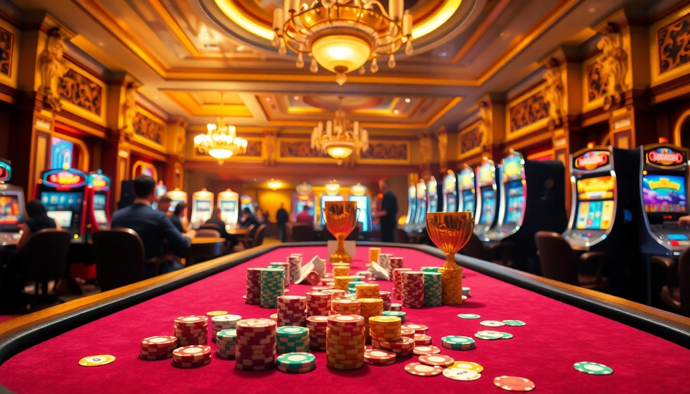 Experience the thrill of winning at the BL555 casino with vibrant poker tables and exciting slot machines.