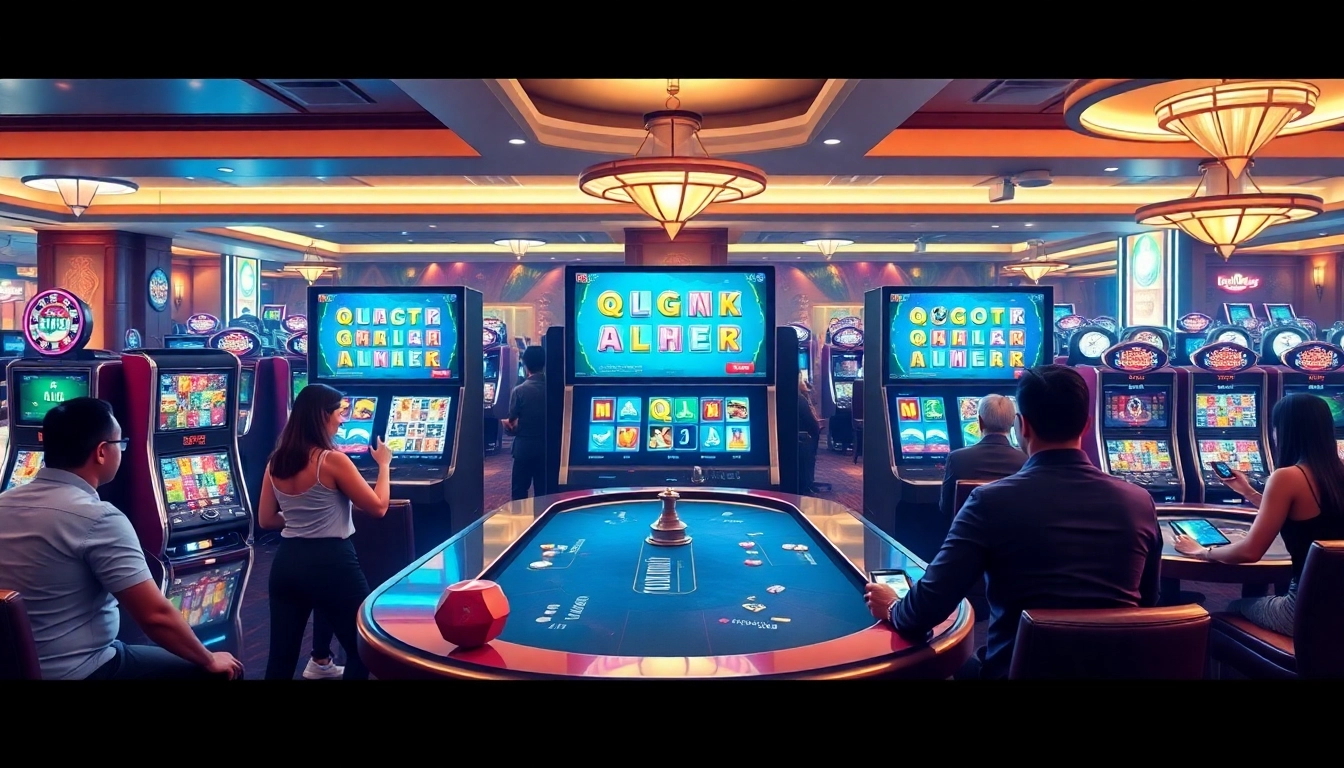 Experience the thrill of Slot Gacor with vibrant game visuals in a luxurious casino setting.