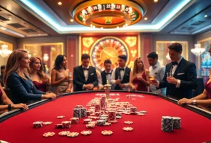 Excited players enjoying poker and roulette at IWIN68 casino.