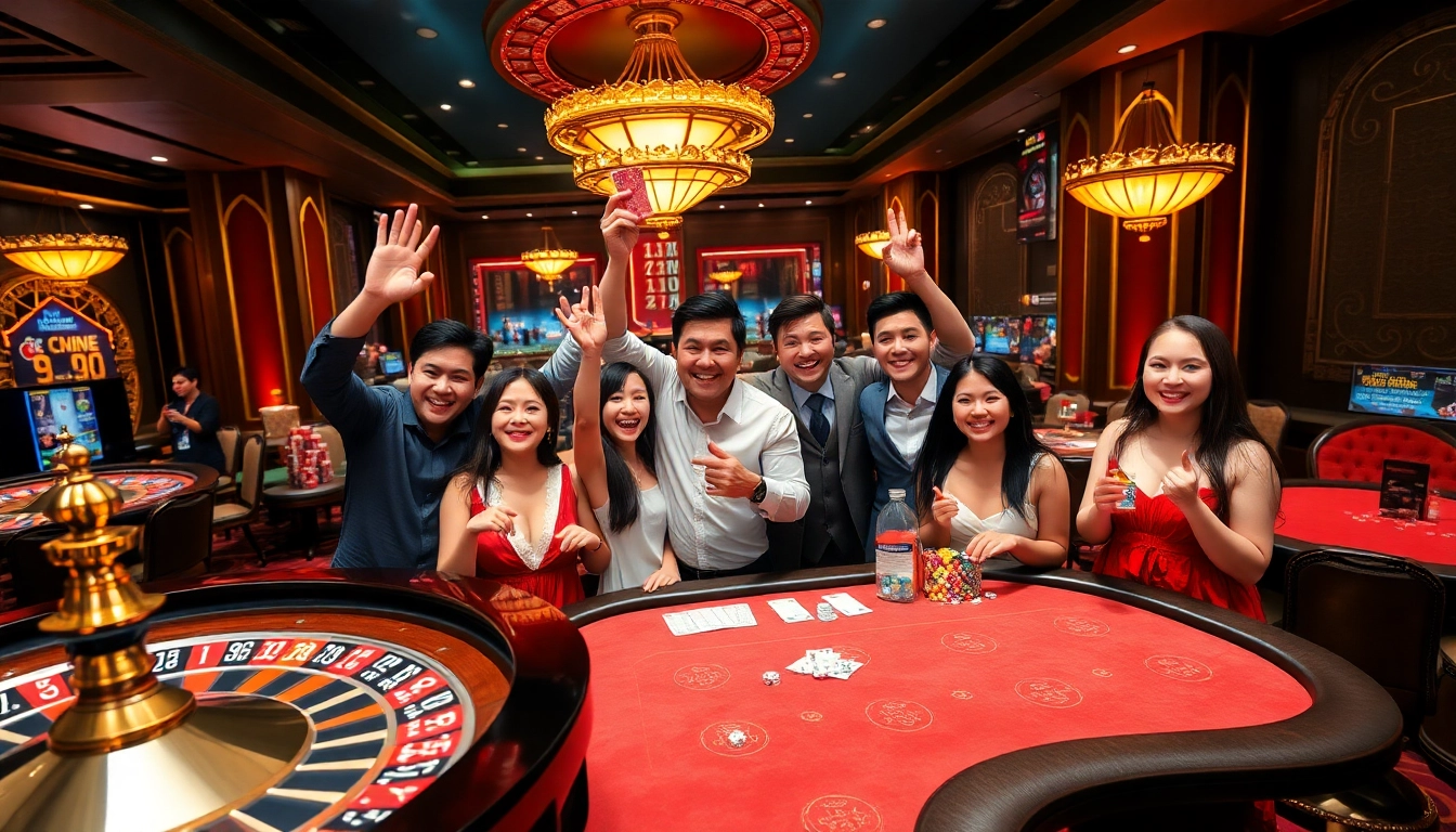 Experience the excitement of xổ số 68win in a vibrant casino setting filled with eager players and luxurious decor.