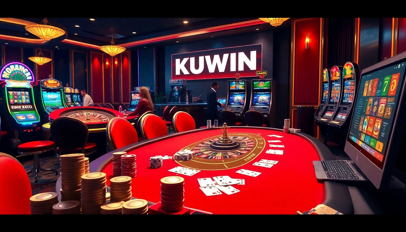 Engage in thrilling gambling experiences at KUWIN with poker, roulette, and vibrant slot machines.