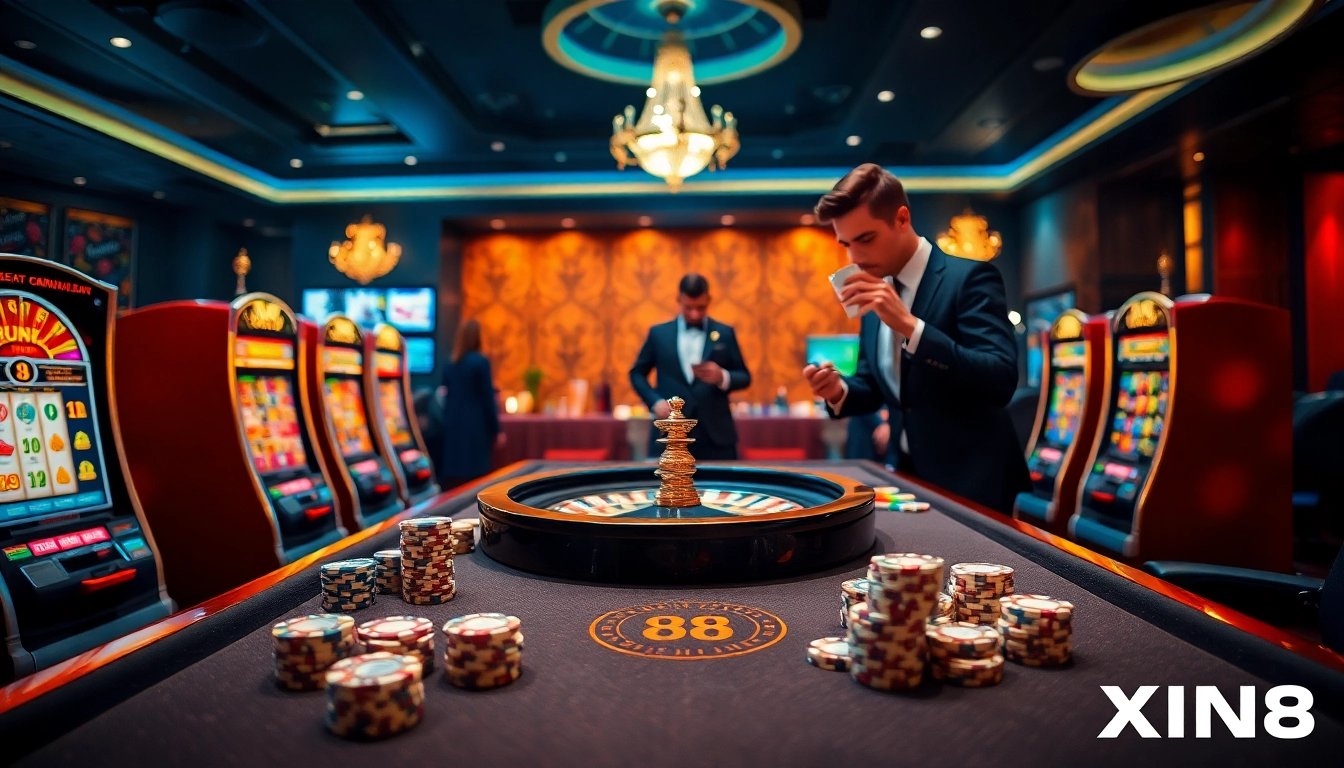 Experience thrilling moments at Nhà Cái XIN88 with vibrant casino games and luxurious gaming atmosphere.