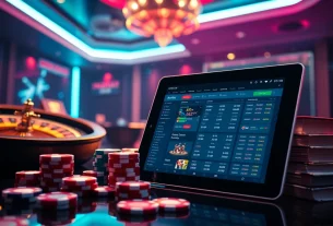 Gambling professionals engaging with betting odds on https://9keonhacai.com/ alongside poker chips and a roulette wheel.