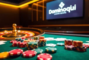 Experience thrilling poker gameplay with Dominoqiu at a vibrant casino table.