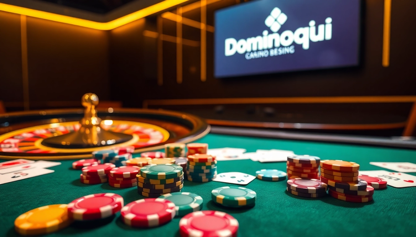 Experience thrilling poker gameplay with Dominoqiu at a vibrant casino table.