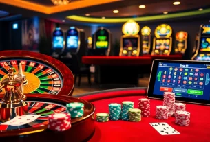Experience the excitement of Shop tft with colorful poker chips and a roulette table in a luxurious casino.