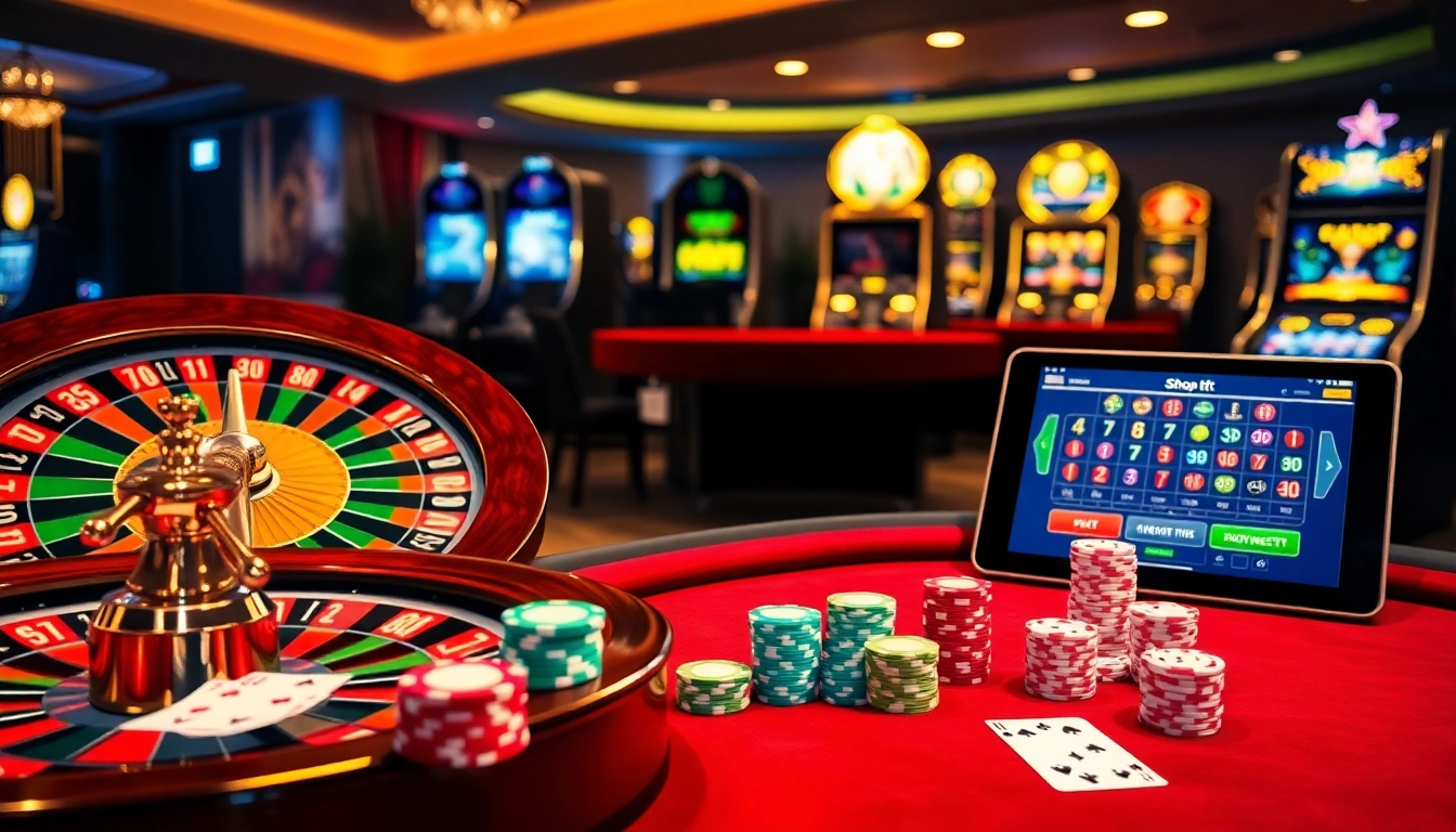Experience the excitement of Shop tft with colorful poker chips and a roulette table in a luxurious casino.