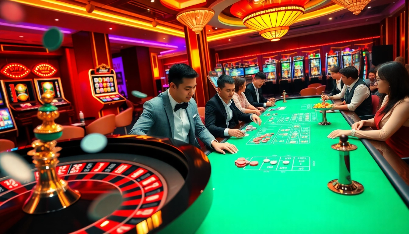 Experience the excitement of online gambling at https://99oke.app/ with players enjoying a vibrant casino scene.