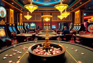 A high-stakes casino scene from https://jun88app.app/ featuring poker tables and excited players enjoying their games.