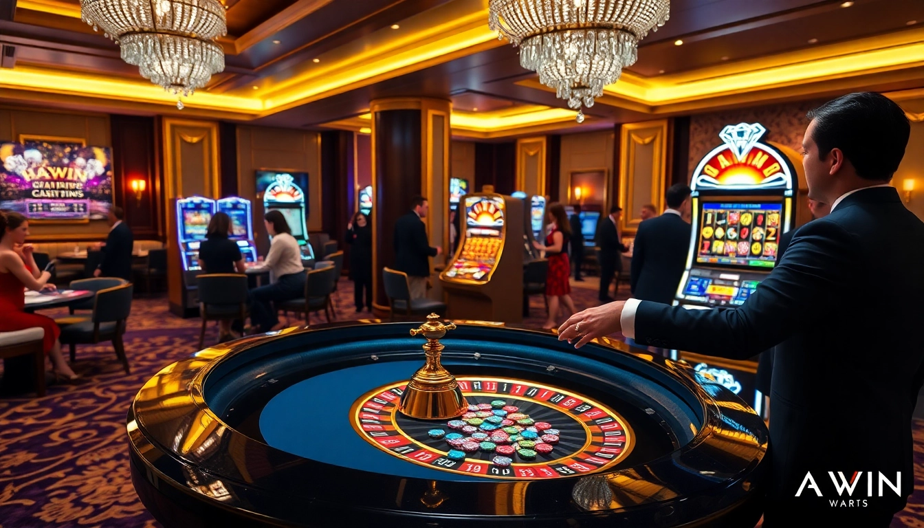 Experience the thrill of HAYWIN at a luxurious casino with poker chips and roulette.