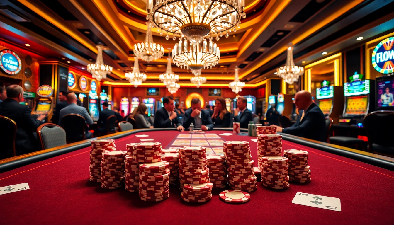 Playing poker with hidden wiki-themed chips in a vibrant casino setting.