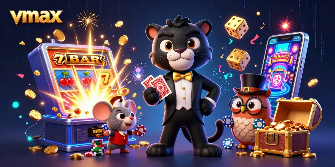 Experience vmax excitement with a charming panther dealer in a dynamic casino scene.