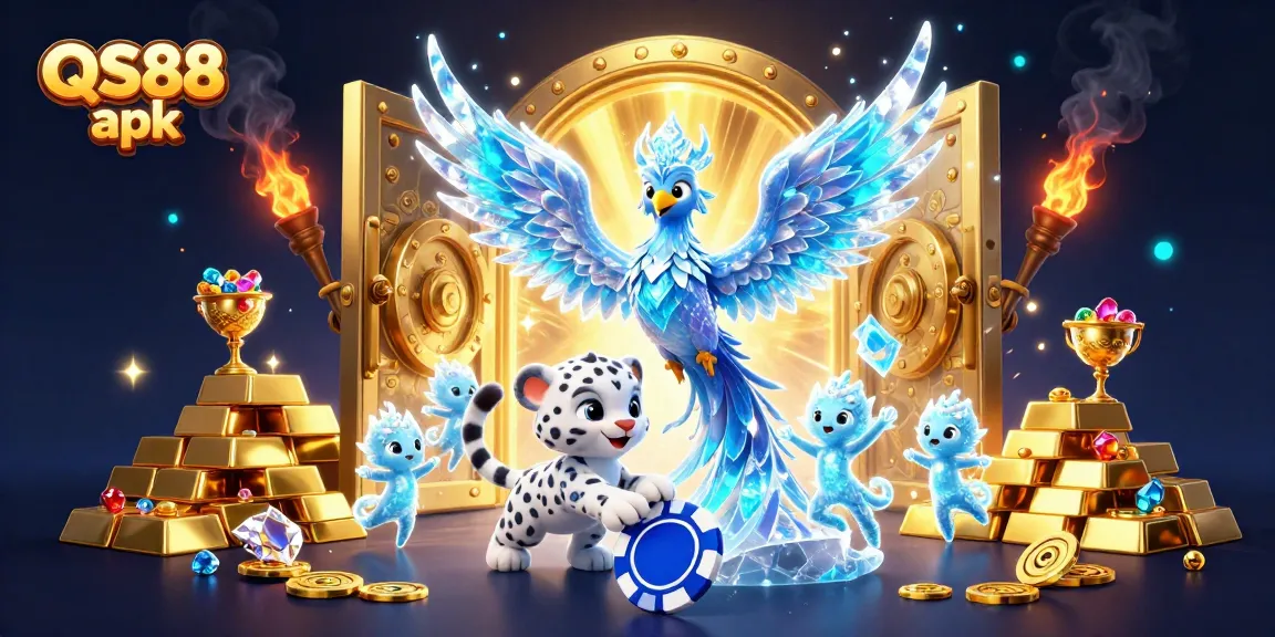 Experience thrilling wins with QS88 apk in this vibrant, fantastical casino scene.